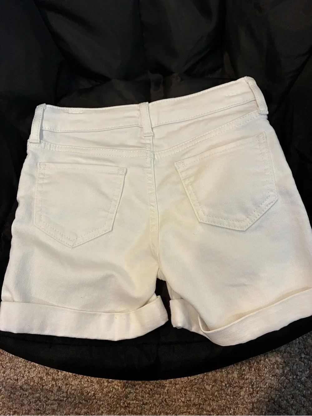 White Denim Roll-Cuff Girls Shorts